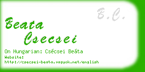 beata csecsei business card